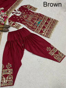 Dhoti salwar สำเร็จรูปผ้าจอร์เจียปรับแต่งได้พร้อมพิมพ์ดิจิตอลพร้อมกางเกงสไตล์ dhoti ชุดอินเดียดั้งเดิมสำหรับผู้หญิง - Product Image 2