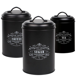 Glass Tea Coffee Sugar <b>Canister</b> <b>Set</b> 3 Pcs With Wooden Lids And Tray Kitchen Countertop Storage Containers - Product Image 5