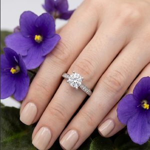 แหวนแต่งงานแต่งงานแหวนแต่งงานกึ่งติดเพชรสีทองขาว14K สำหรับผู้หญิงสำหรับปาร์ตี้วันครบรอบ - Product Image 3