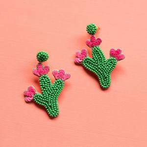 Pendientes de aro decorativos con bordado artesanal y cuentas de semillas, elegantes y modernos, para fiestas, eventos festivos, regalos, joyería de moda. - Product Image 6