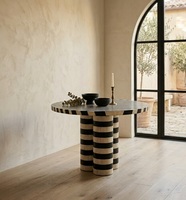Table d'appoint ronde moderne en bois de noyer avec incrustation en résine d'os polie, mobilier de maison durable