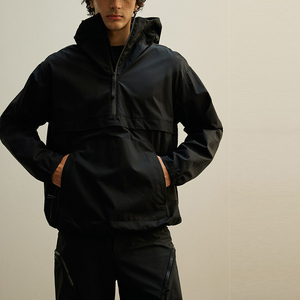 Men's <b>Black</b> Quarter-Zip <b>Windbreaker</b> Jacket Sporty Style Windproof Outdoor Wear Regular Fit Polyester Shell <b>Windbreaker</b> Jackets - Product Image 6