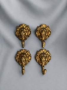 Lion Head <b>Wall</b> Hooks Metal Animal Design Decorative <b>Coat</b> <b>Rack</b> Set of 4 Anti Rust Hook for Clothing - Product Image 1