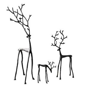 Juego de ciervos metálicos negro mate para Navidad, figuras de renos con astas altas, estatua rústica de alce de hierro, decoración de mesa - Product Image 1