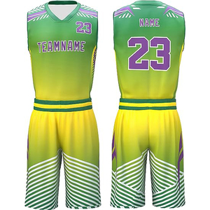 Tenue de basketball pour hommes adultes, 100% polyester, respirante, séchage rapide, légère, ensemble maillot et short de sport - Product Image 1