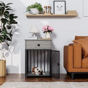 Decorative Iron Tube Dog <b>Crate</b> Furniture Rectangle Indoor Pet Kennel End Table Small Dog House with Elegant Pattern - Product Image 2