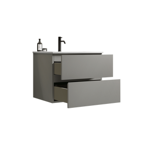 Mobile Bagno Sospeso Grigio Spaziale da 24 Pollici con Ampio Spazio Contenitivo, Lavabo in Ceramica e Foro per Rubinetto Singolo - Design Moderno - Product Image 3