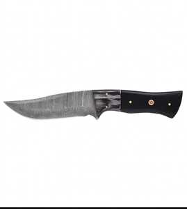 Herramienta Artesanal de Uso General de Acero de Damasco Forjado a Mano con Mango de Ébano Negro y Micarta Gris - Product Image 1