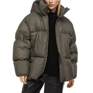 Stylish Women's Hooded Reversible Waterproof Winter <b>Thin</b> Bubble Faux Fur Trim Down <b>Jacket</b> Wholesale <b>Puffer</b> in Stock - Product Image 5