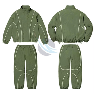 Custom Logo Printed Hooded Solid Winter <b>Waterproof</b> Lightweight Polyester/Nylon Wind Breaker Tracksuit 2-Piece <b>Set</b> - Product Image 4