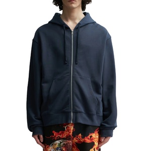 Fabrication sur mesure Nouveau style Sweat à capuche zippé pour homme Coupe ample Épaules tombantes 100% Coton polaire Décontracté avec poches Hiver - Product Image 4