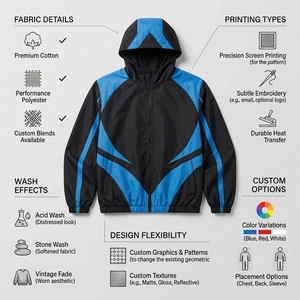 Conjunto Deportivo Unisex Reddito, Color Negro y Azul, Chaqueta Cortavientos con Cremallera Completa, Pantalones de Secado Rápido, Ropa de Invierno para Adultos, 100% - Product Image 4