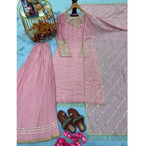 Haut élégant en faux georgette de qualité supérieure et pantalon palazzo pour les cérémonies de Mehendi et Sangeet, disponible à la vente - Product Image 1