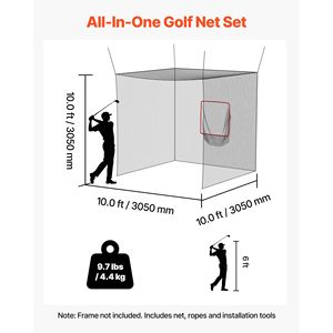 Gabbia da Golf 10x10x10 FT in Poliestere Senza Nodi a 3 Strati con Base in Gomma a 9 Fori - Product Image 2