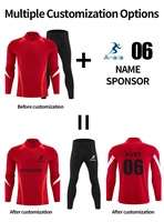 Ensemble de survêtement d'entraînement pour le jogging, le fitness, la course à pied, le football, avec logo personnalisé, respirant, en polyester/coton léger, fermeture éclair