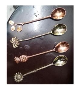 Exquisitely Crafted <b>Antique</b> Brass Cutlery Ornate Floral Handles Gold Plated Mirror Polish Customized Logo 10ml Knife Spoon Fork - Product Image 3