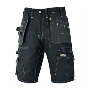 Shorts de travail en denim noir pour hommes, style utilitaire, avec grandes poches, coutures renforcées, shorts cargo de sécurité, vente en gros - Product Image 1