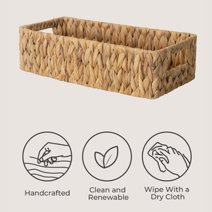 Panier de rangement en jacinthe d'eau en fibre naturelle pour armoire de salle de bain, organisateur en osier tressé fait main pour produits de beauté - Product Image 5