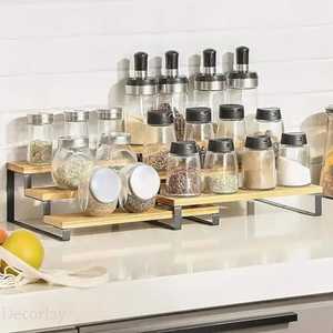 Large Wall Mounted <b>Spice</b> <b>Rack</b> with Hooks and Knife Stand Black Metal <b>Kitchen</b> Organizer Hanging Storage Shelf Utensil Holder <b>Rack</b> - Product Image 5