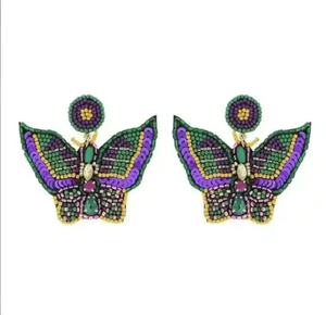 Pendientes Colgantes Bordados con Cuentas de Colores para Mardi Gras, Hechos a Mano, Accesorios de Moda por MD HANDICRAFTS - Product Image 2