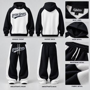 Conjunto de Chándal Negro con Capucha para Hombre con Estampado de Ojo Gótico y Pantalones con Llamas, Precio al por Mayor, OEM, Personalizado, Precio Económico, Chándal 2026 - Product Image 3