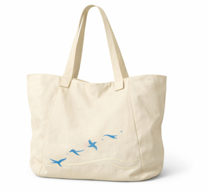 Sac fourre-tout de plage en toile recyclée beige naturel COTTON FIELD avec fermeture éclair, poignée d'épaule et impression personnalisée - Product Image 1
