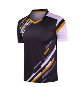 Sublimation Badminton Jersey Unisex <b>Polyester</b>/Cotton Knitted Short Sleeve Neck Drop Shoulders Regular Length Anti-Wrinkle 220g - Product Image 2