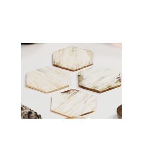 Hexagon Natural Buffalo Horn Coaster Set For <b>Bars</b> Home Luxury Beverage Coasters Eco Friendly Tableware Wholesale Supplier - Product Image 1