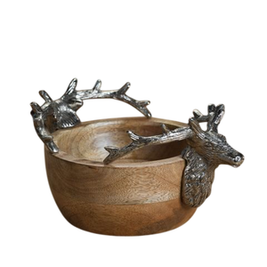 Cuencos de Servir Redondos de Madera de Acacia de Primera Calidad para Hogares y Hoteles, Vajilla para Mesa, Cuencos para Servir Alimentos con Detalles Metálicos - Product Image 3