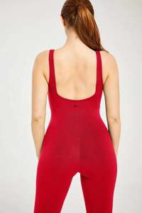 Ropa deportiva para mujer, talla grande, mono de gimnasio con cuello redondo y espalda profunda, elástico, para yoga y entrenamiento, traje deportivo de una pieza. - Product Image 2