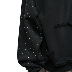 Fabricant de vêtements, OEM personnalisé, vente en gros, streetwear, 100% coton, coupe ample, épaules tombantes, fermeture éclair, strass brodés, Y2K, pour hommes - Product Image 4