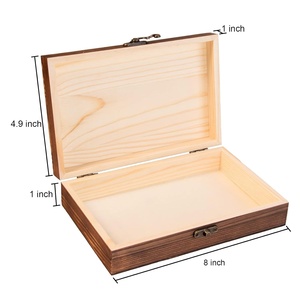 OEM Custom Logo Acacia Wood <b>Box</b> with Metal Hinge Lid Carved Design for Wedding <b>Keepsake</b> Storage - Product Image 2