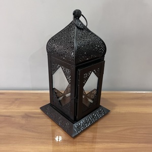 Nuevo Farol Decorativo de Hierro con Acabado Negro L510 de Diseño Artesanal para Iluminación del Hogar y de Mesa en Todas las Ocasiones - Product Image 4