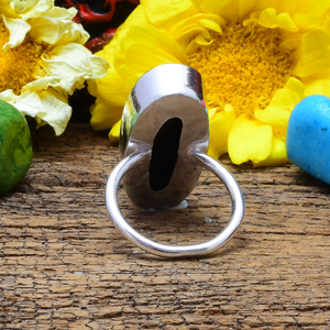 Bague ovale en onyx noir, argent sterling 925, pierre précieuse, bague de mariage ou d'anniversaire pour femme - Product Image 3