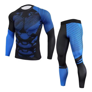 Ensemble Rash Guard Unisexe Premium Compression T-shirt et Pantalon Extensible 4 Directions Respirant Séchage Rapide Protection UV pour MMA Gym Surf Fitness - Product Image 4