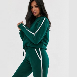 Ensemble de survêtement pour femme, sweat-shirt à col rond, jogging en molleton, 100% coton, doux, chaud, respirant, pour l'entraînement, la salle de sport, la course à pied, vêtements de sport actifs - Product Image 5