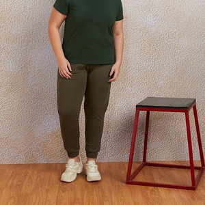 Green Thermal Fleece Women's <b>Jogger</b> Pants <b>Cuffed</b> Ankle Wholesale Factory Europe Winter - Product Image 3