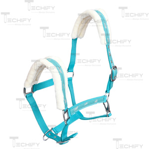 Soft Padded Nylon Horse <b>Halter</b> Adjustable Headcollar with Fur Lining Durable Equestrian Equipment - Product Image 1