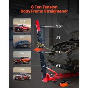 Tirapiedi Idraulico 6T per Carrozzeria con Martinetto ad Aria 3T e Pompa Idraulica a Pedale 6000PSI - Attrezzatura per Riparazione Auto - Product Image 2