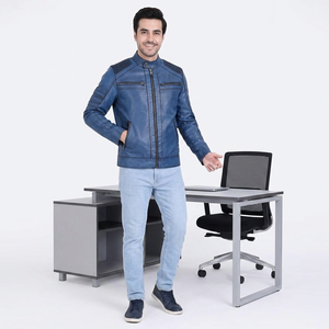 High Quality <b>Men's</b> <b>Long</b> Sleeve Leather Fashion <b>Jacket</b> Design Your Own with Stand Collar Best Price Canvas <b>jacket</b> for <b>men</b> - Product Image 1