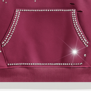 Sweat-shirt à capuche unisexe en strass, style charmant, coupe ample décontractée, tricoté en polyester, idéal pour l'automne - Product Image 4