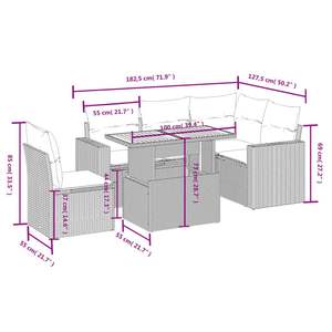 Ensemble de canapés de patio en polyrotin noir, 6 pièces, avec coussins, meubles d'extérieur - Product Image 3