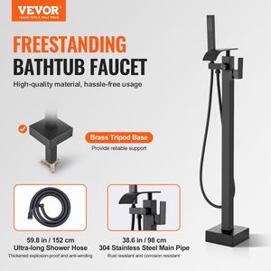 Rubinetto per vasca da bagno a pavimento, miscelatore doccia con rubinetto girevole a 360 gradi, rubinetti per vasca e doccia - Product Image 2