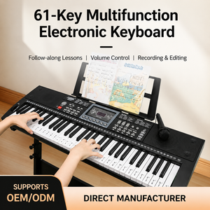 Clavier électronique RockJam 61 touches avec enregistrement, 128 sons et 128 rythmes, support, banc, casque et leçons - Product Image 1