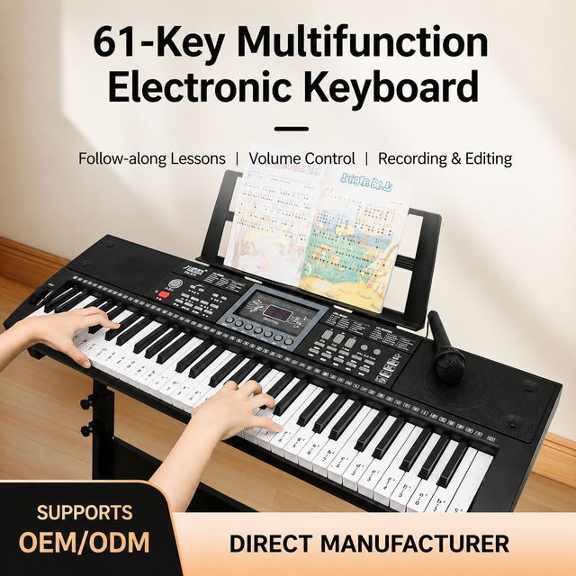 RockJam 61-Key Electronic Keyboard Piano Kit with Recording 128 Tones & 128 Rhythms Stand Bench Headphones & Lessons