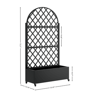 Round Metal <b>Planter</b> Box with 4 Wheels Trellis Privacy <b>Screen</b> for Climbing Plants & Vegetables Raised Garden Bed Trellis Gates - Product Image 6