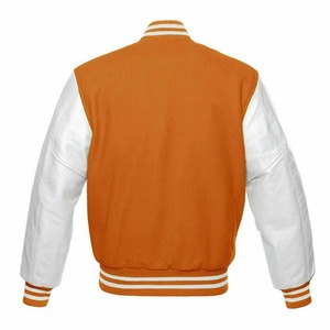 Veste universitaire en laine marron pour homme avec manches en cuir noir, logo frontal, coupe classique, col montant, coupe-vent, style preppy, tenue décontractée d'automne - Product Image 6