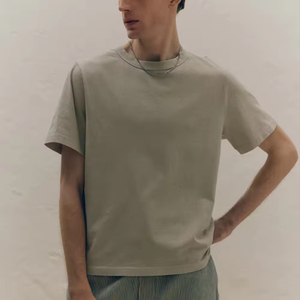 Camiseta Blanca de Algodón para Hombre, Color Sólido, Informal, Tejida, Transpirable, para Verano, con Logotipo Frontal, Estilo Urbano - Product Image 3