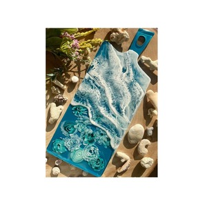 เขียงเรซิ่นทรงสี่เหลี่ยมพร้อมหูจับ ลายหินอ่อนสีน้ำเงินและสีดำ - Product Image 4
