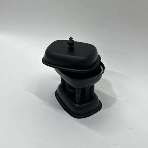 Support de chauffe-plat rectangulaire de luxe en acier inoxydable noir poli, antiadhésif et durable, avec couvercle, pour buffet, design arabe - Product Image 2